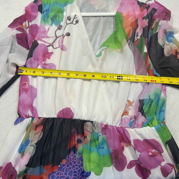 Elegant Floral Long Sleeve Dress - Multicolor - Picture 6 of 7